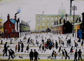 L S Lowry AUTHENTIC Print - Mill Scene with Figures - Textured Image with Fine Art Coating