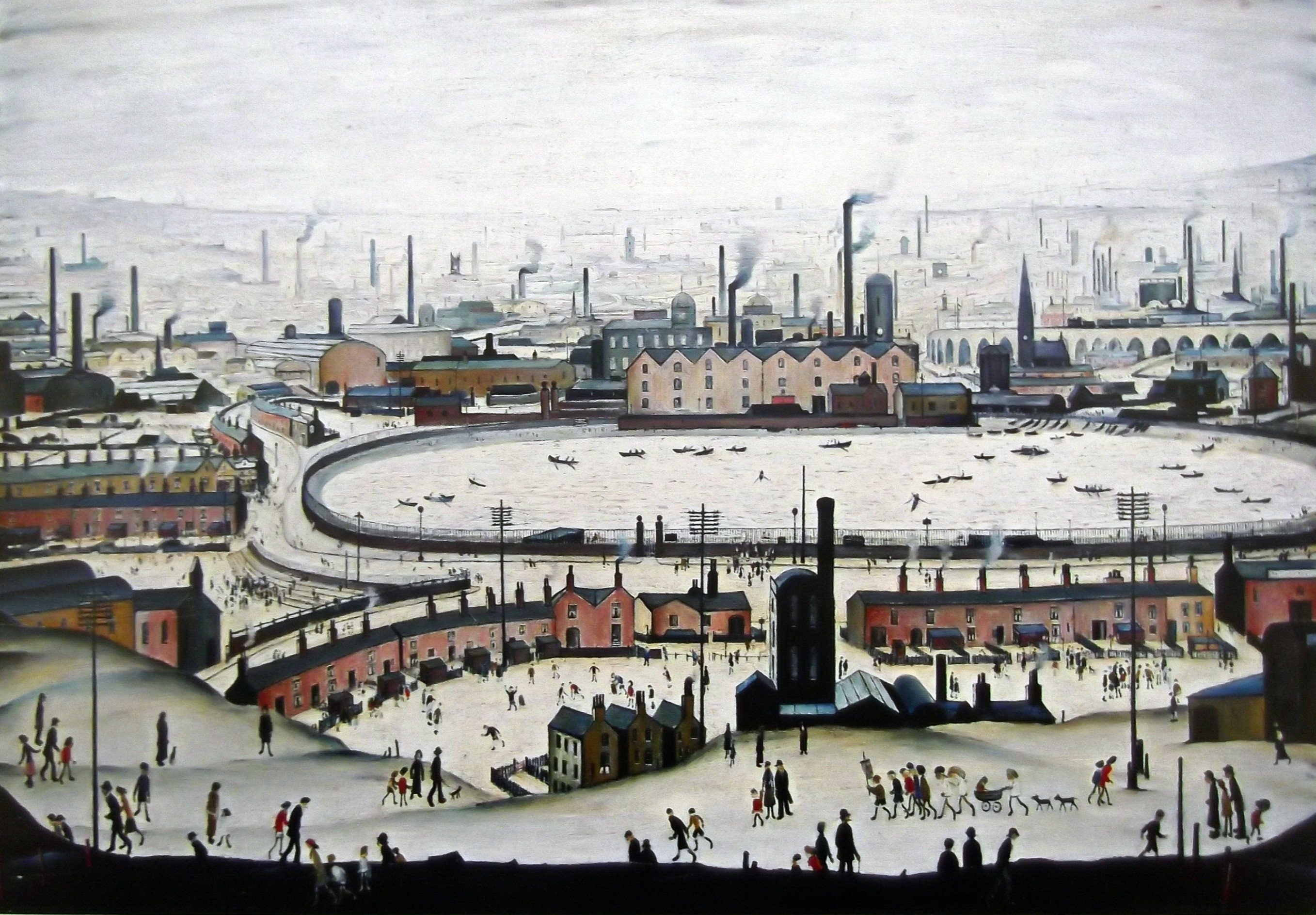L S Lowry AUTHENTIC Print - THE POND - Textured Image with  Fine Art Coating