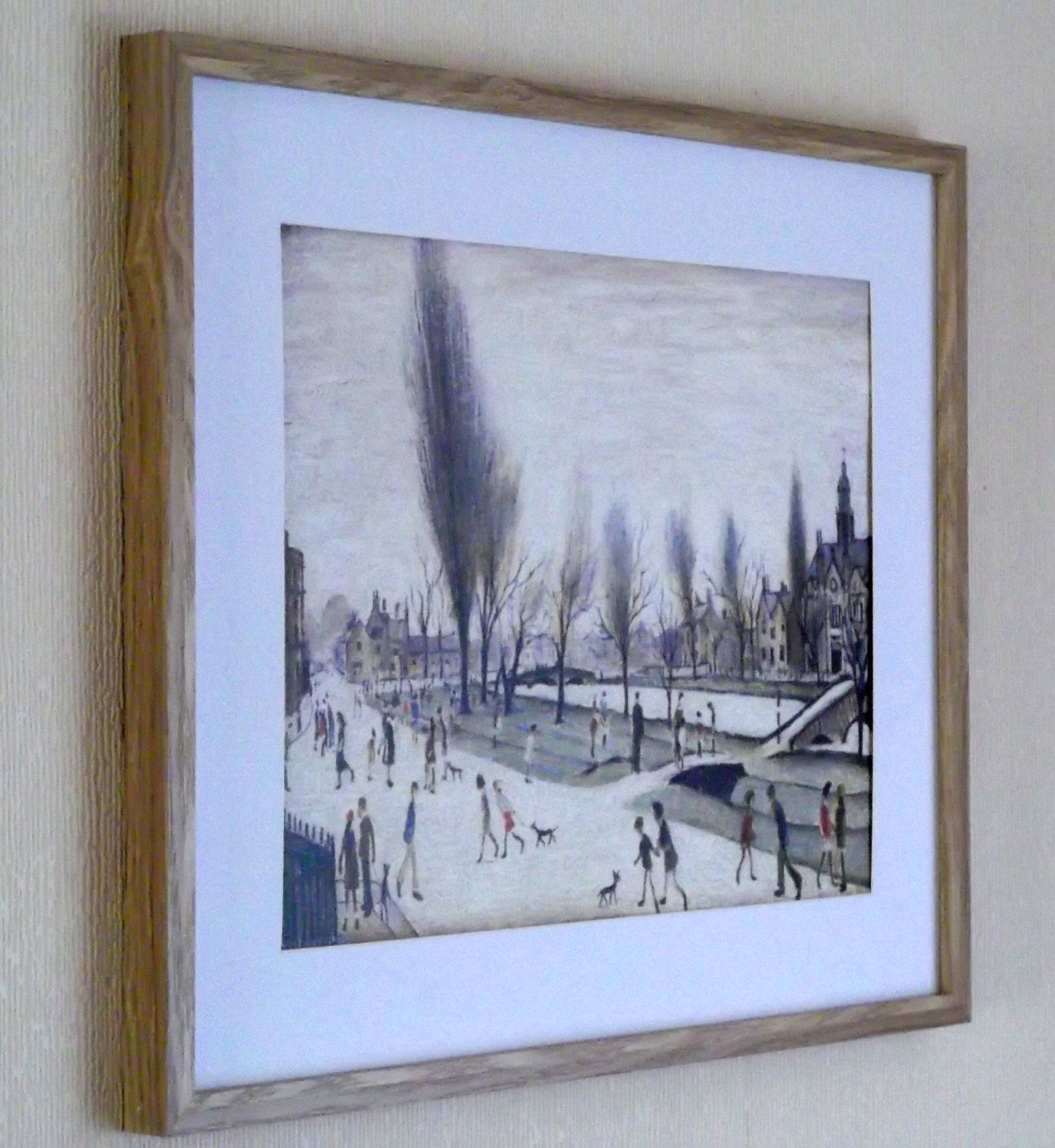 L S Lowry Print - Bourton on the Water - Oak Finish Frame with Mount and Textured Image