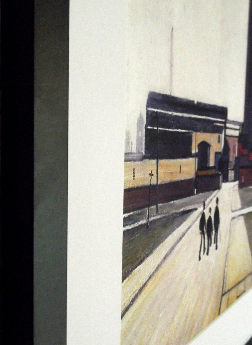 L S Lowry Art Print: Factory at Widnes, Black Frame