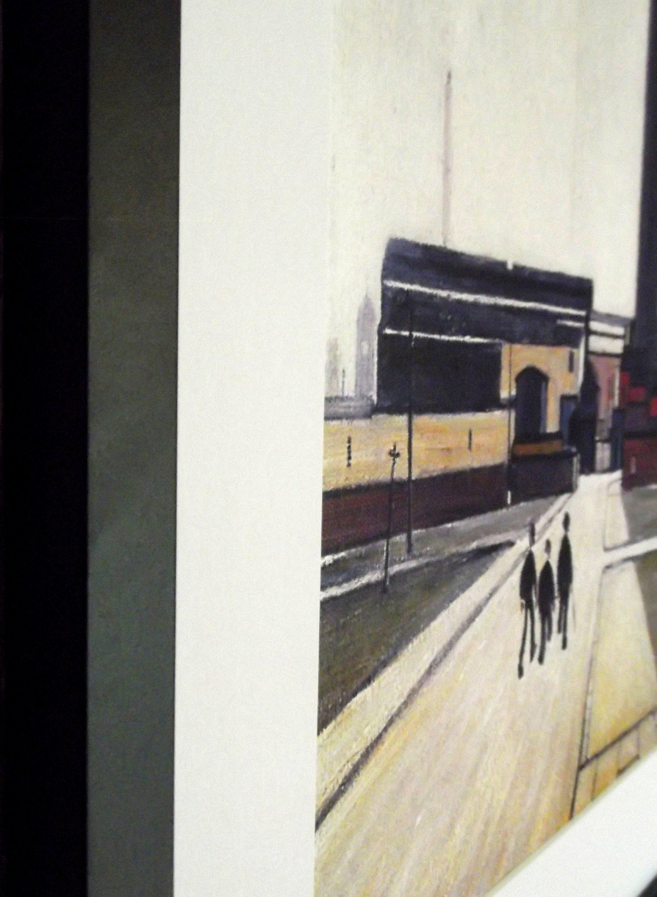L S Lowry Art Print: Factory at Widnes, Black Frame