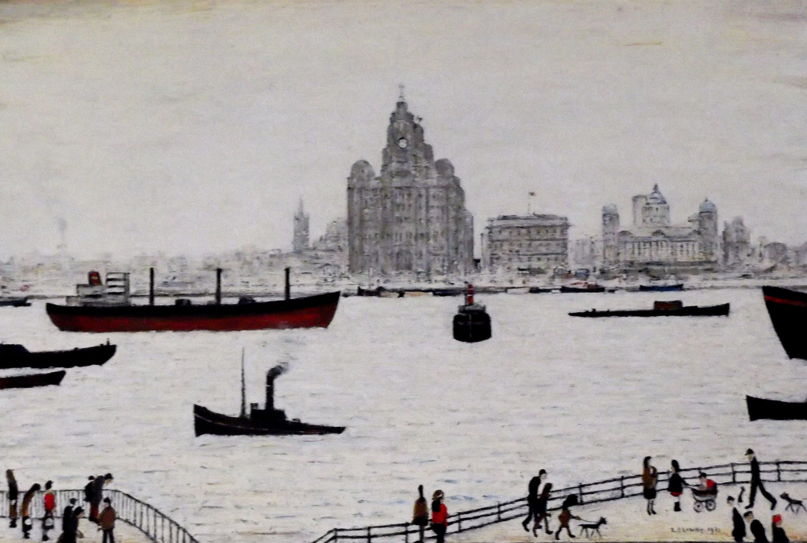 L S Lowry AUTHENTIC Print - LIVER BUILDING - Textured Image with Fine Art Coating