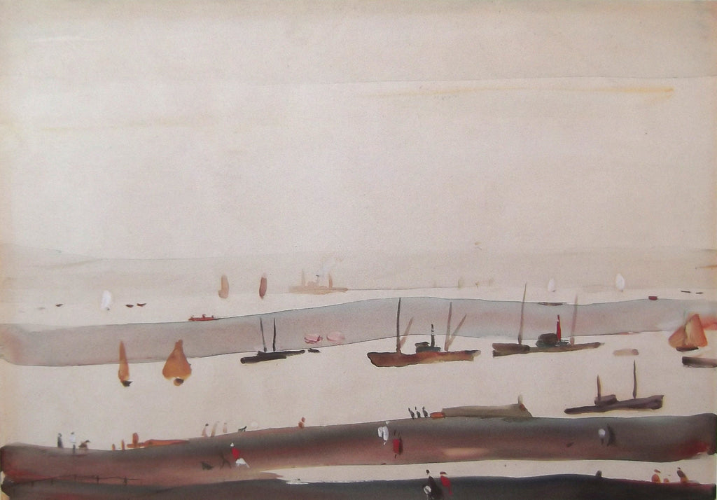 L S Lowry AUTHENTIC  Print - THE ESTUARY - Textured Image with Fine Art Coating