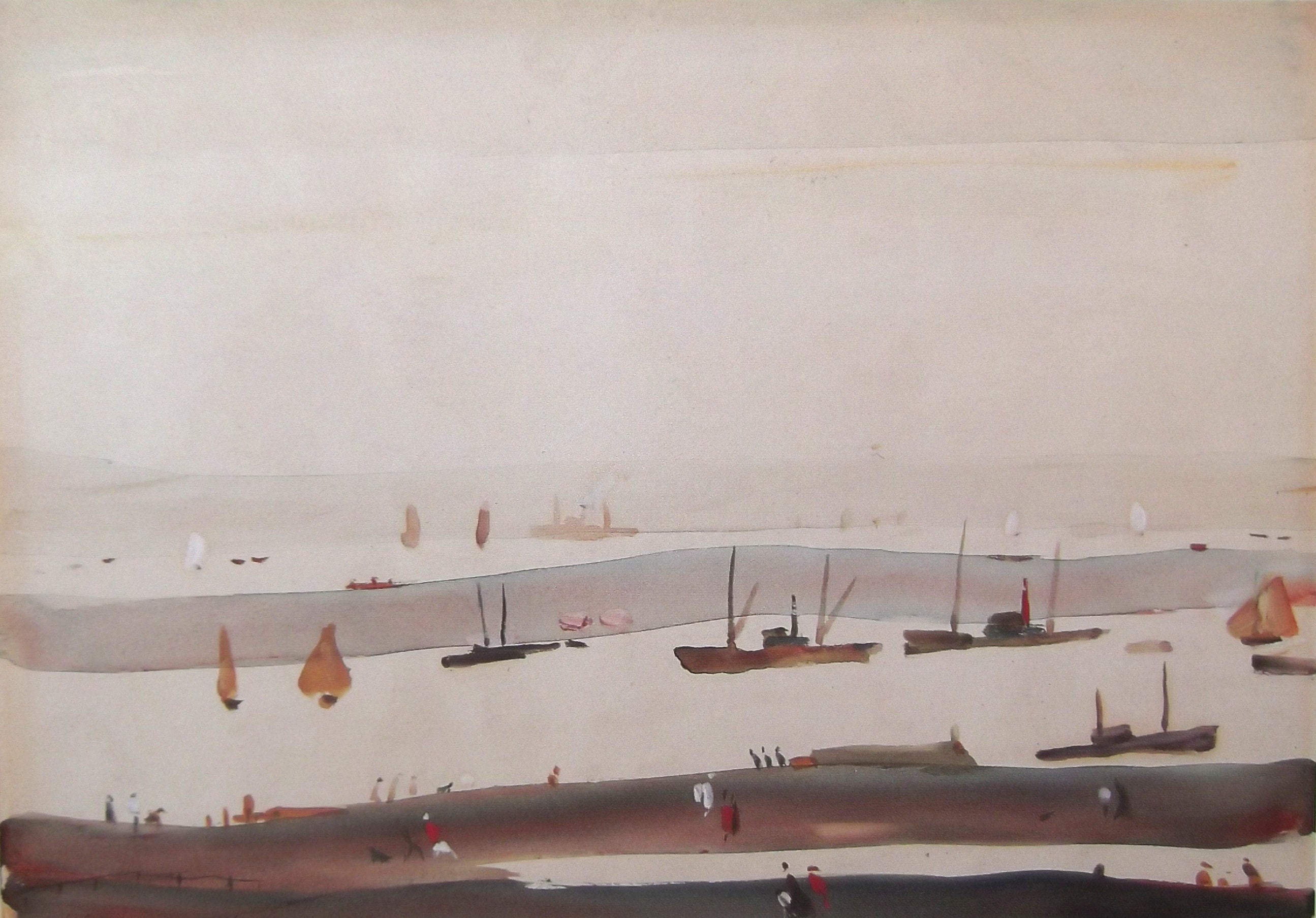 L S Lowry AUTHENTIC  Print - THE ESTUARY - Textured Image with Fine Art Coating