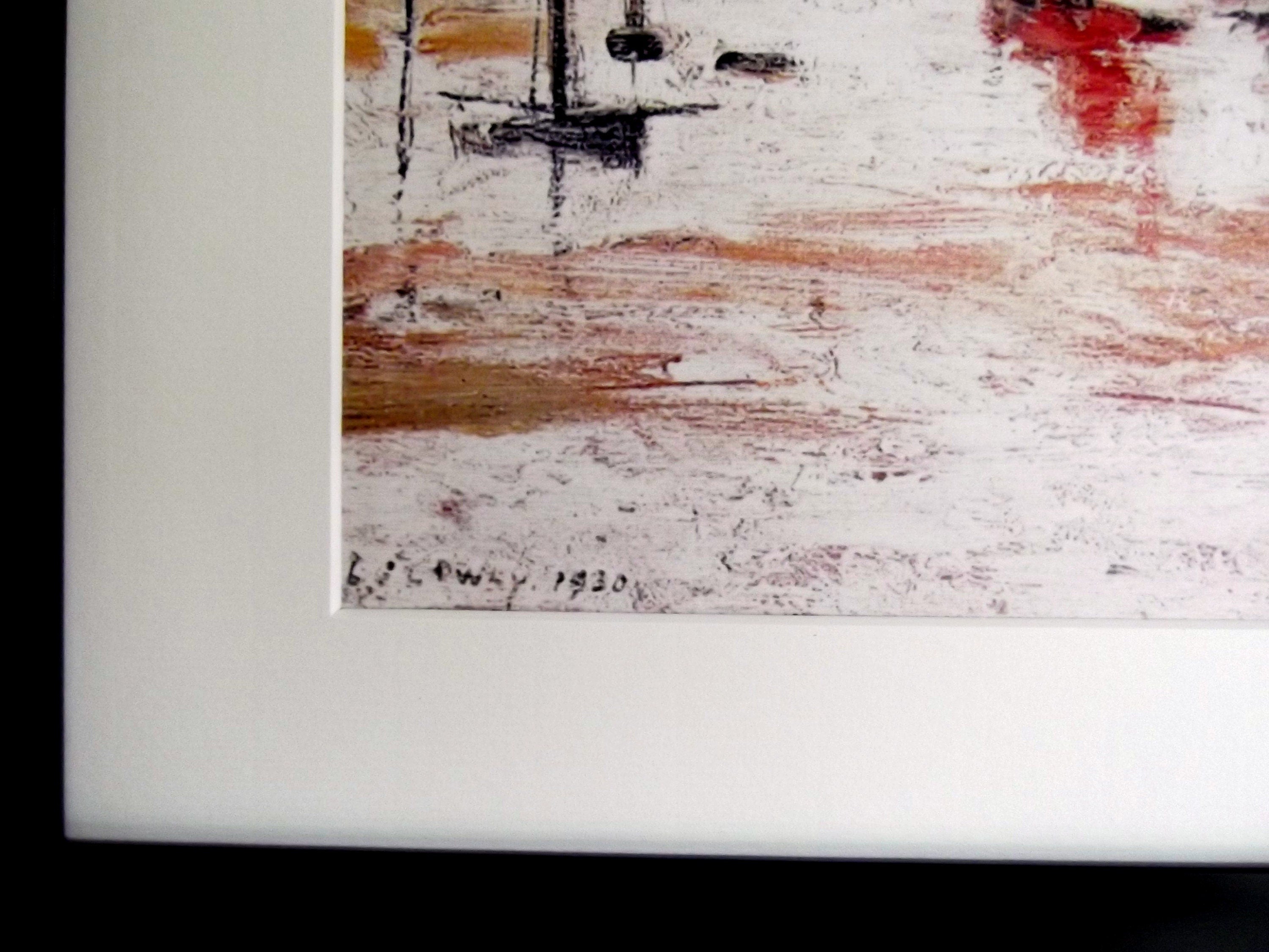 L S Lowry Sail Boats Art Print - Black Frame, Textured Image