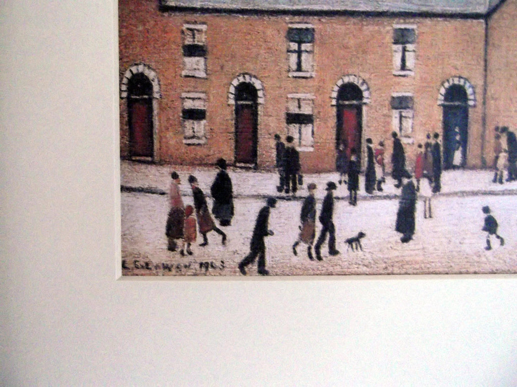 L S Lowry AUTHENTIC Print - BRITAIN at PLAY Lincoln - Walnut Finish Frame with Mount and Textured Image