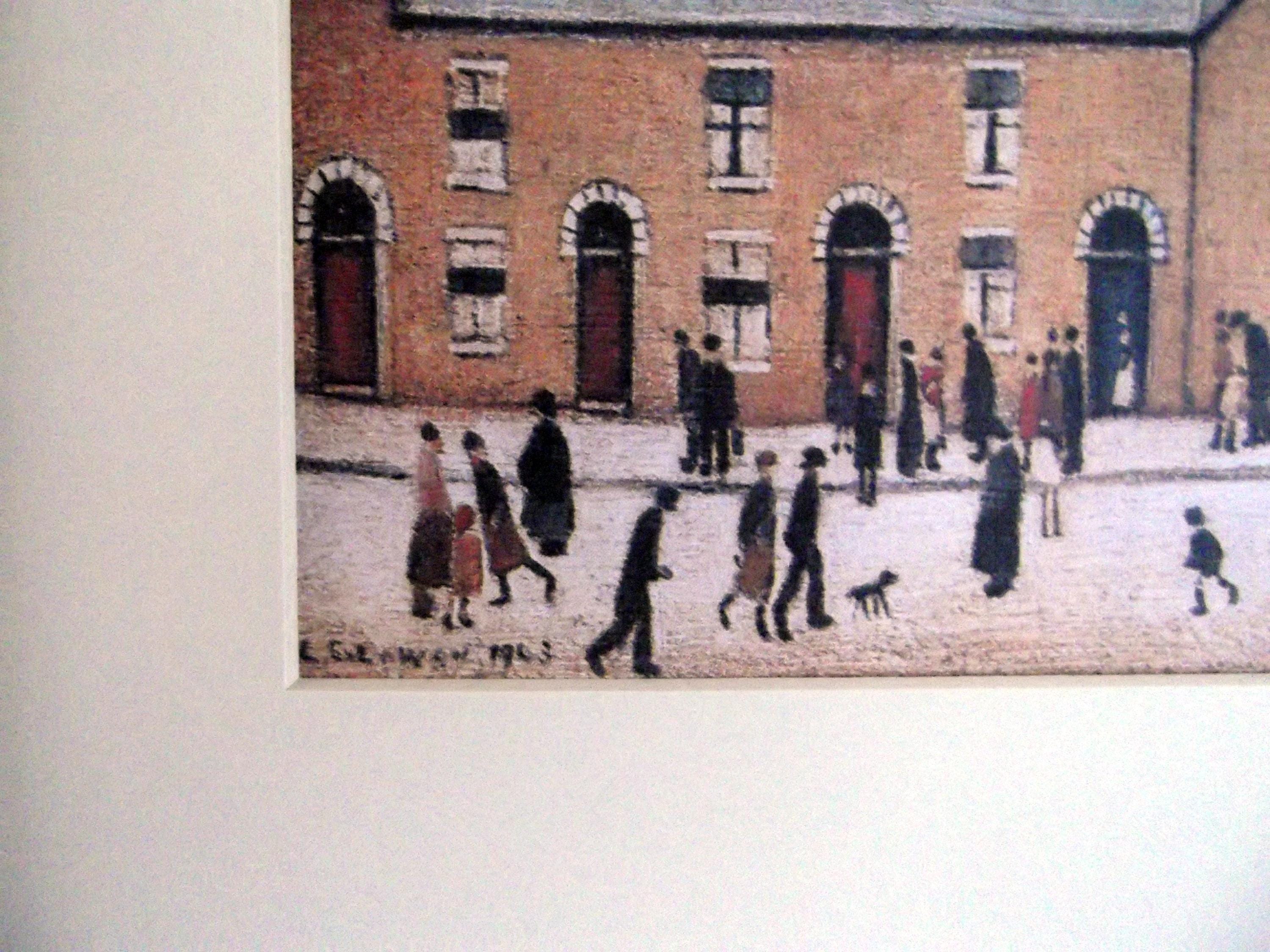 L S Lowry AUTHENTIC Print - BRITAIN at PLAY Lincoln - Walnut Finish Frame with Mount and Textured Image