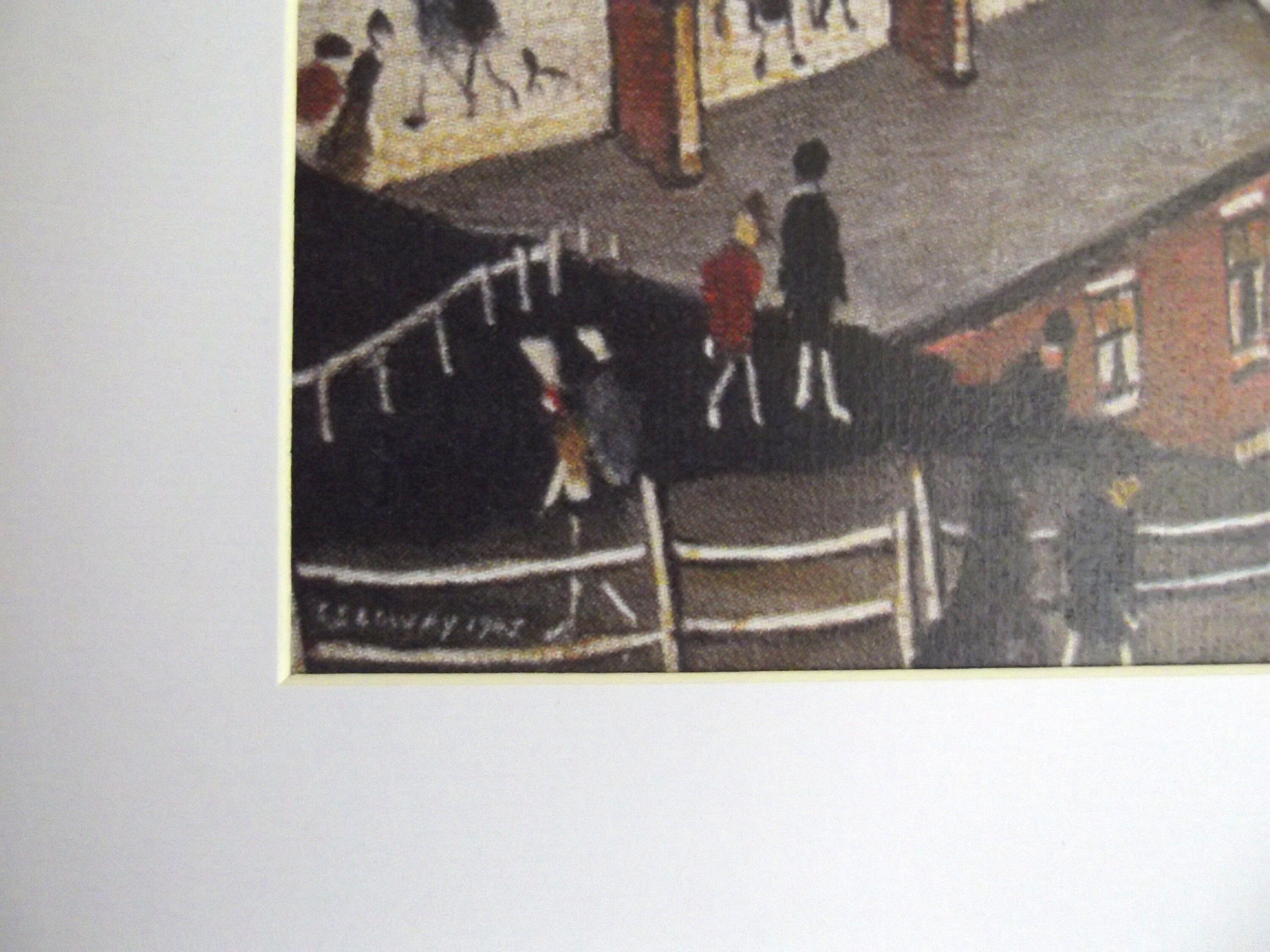 L S Lowry Art Print - A Lancashire Town - Satin Grey Frame with White mount and Textured Image
