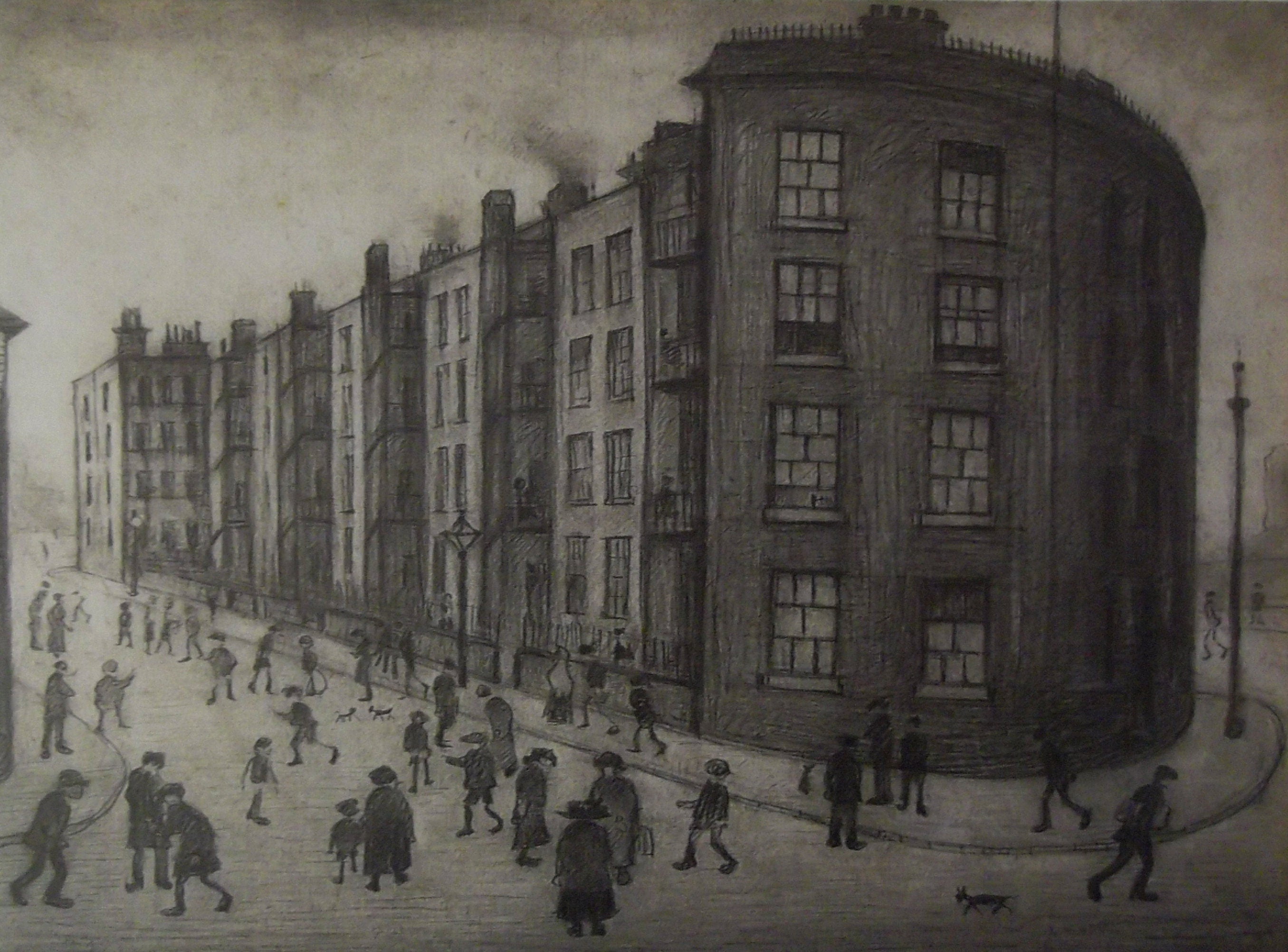 L S Lowry AUTHENTIC Print - Oldfield Road Dwellings - Textured Image with Fine Art Coating