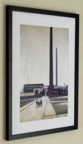 L S Lowry Art Print: Factory at Widnes, Black Frame