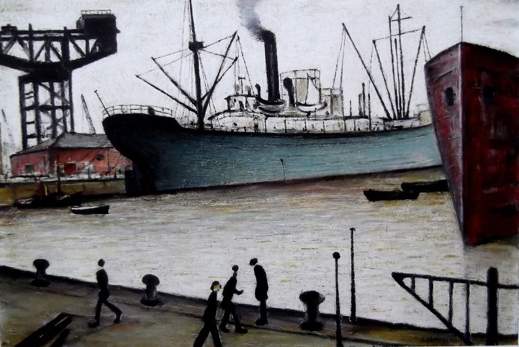 L S Lowry AUTHENTIC Print - Queens Dock GLASGOW - Textured Image with Fine Art Coating