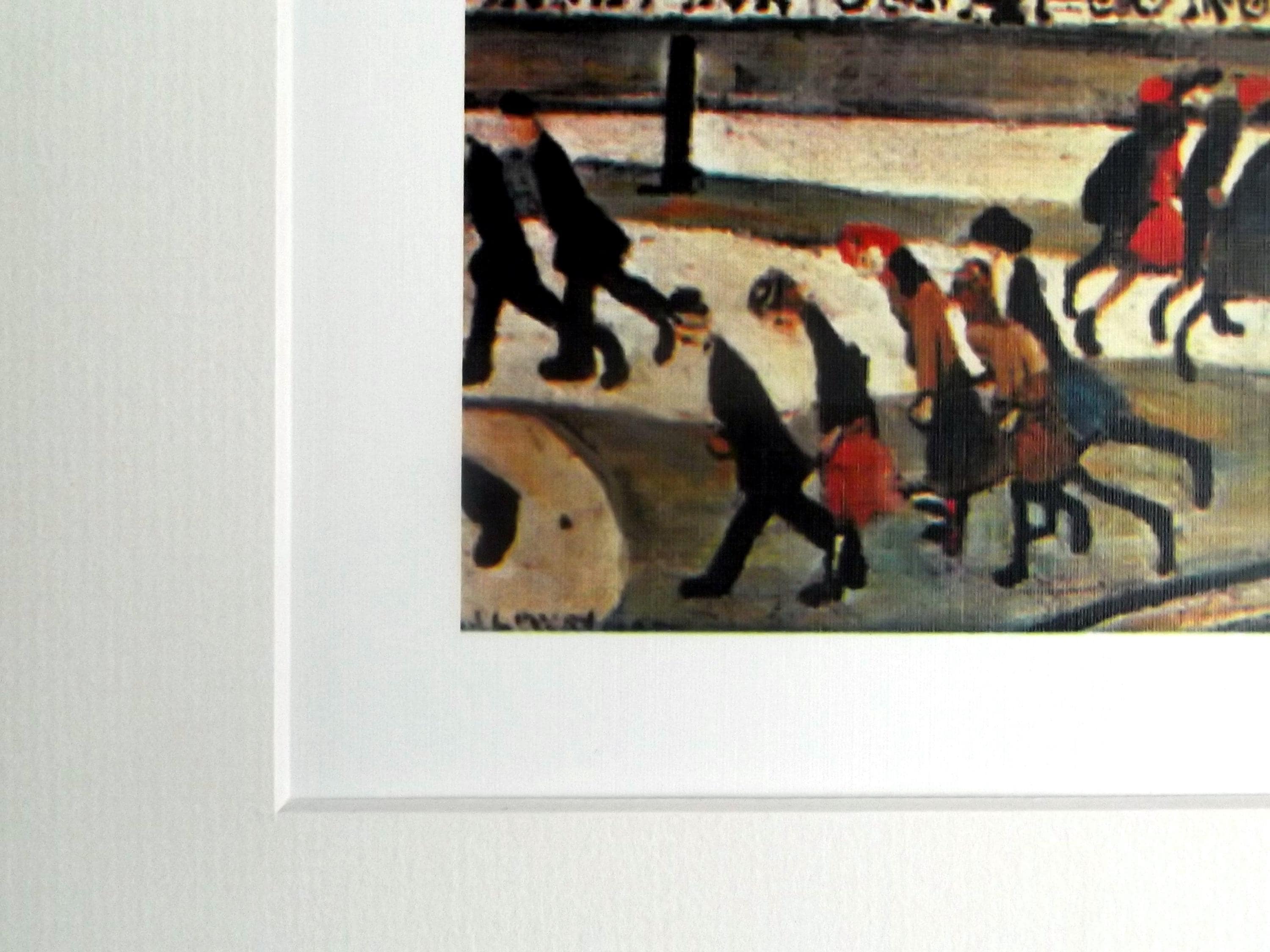 L S Lowry AUTHENTIC Print - LINCOLN - Walnut Finish Frame with  Mount and Textured Image