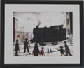 L S Lowry AUTHENTIC Print - Level Crossing - Black Frame with mount and Textured Image
