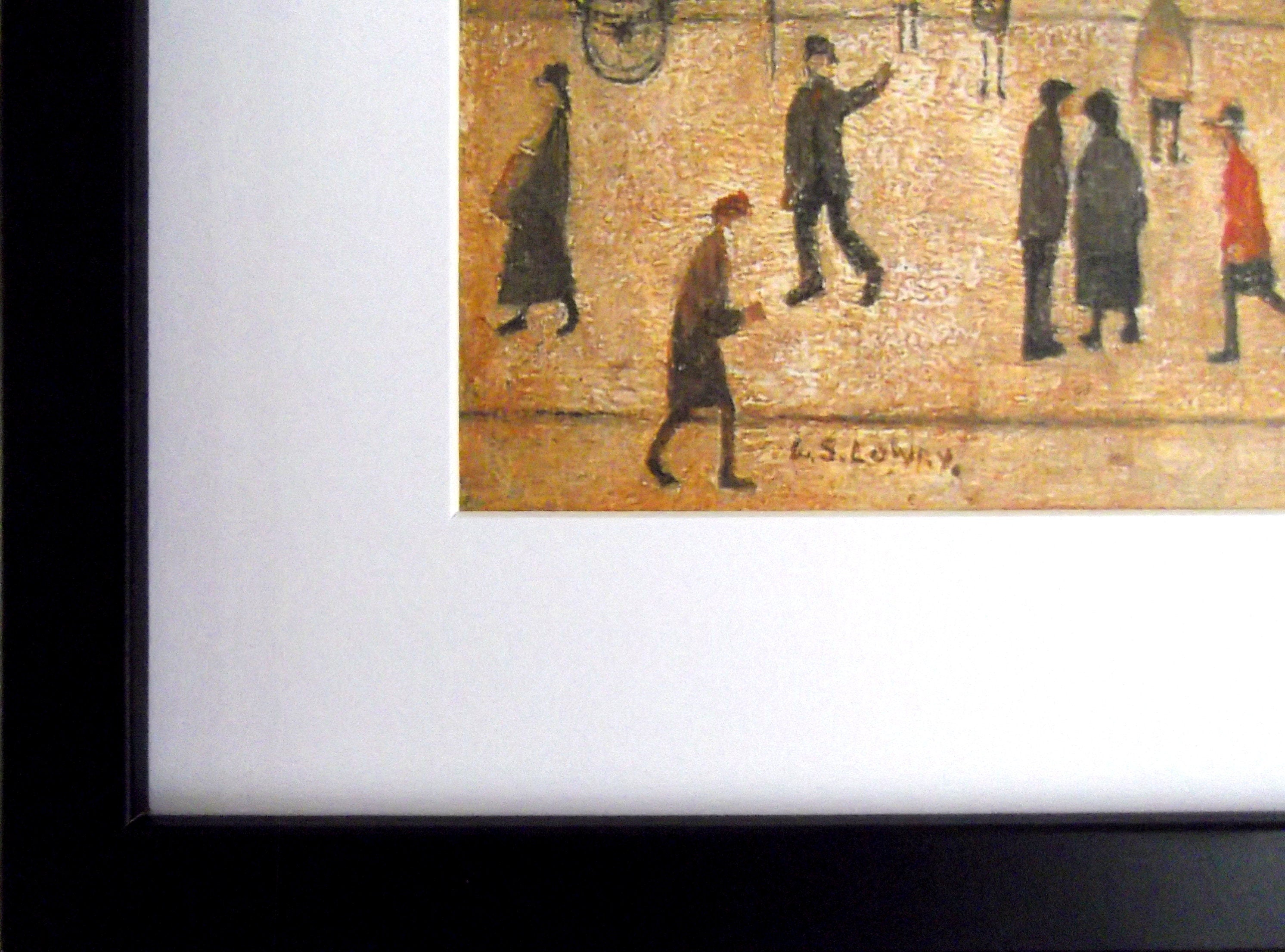 L S Lowry AUTHENTIC Art Print - Coming Home From The Mill - Satin Black Frame with White Mount and Textured Image