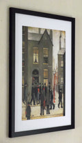 L S Lowry Art Print - THE ARREST - Satin Black Frame with White mount and Textured Image