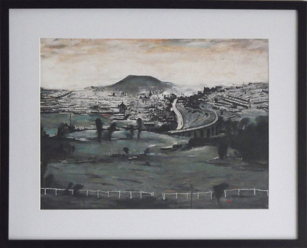 L S Lowry 'Bargoed' Art Print: Textured Image, Black Frame
