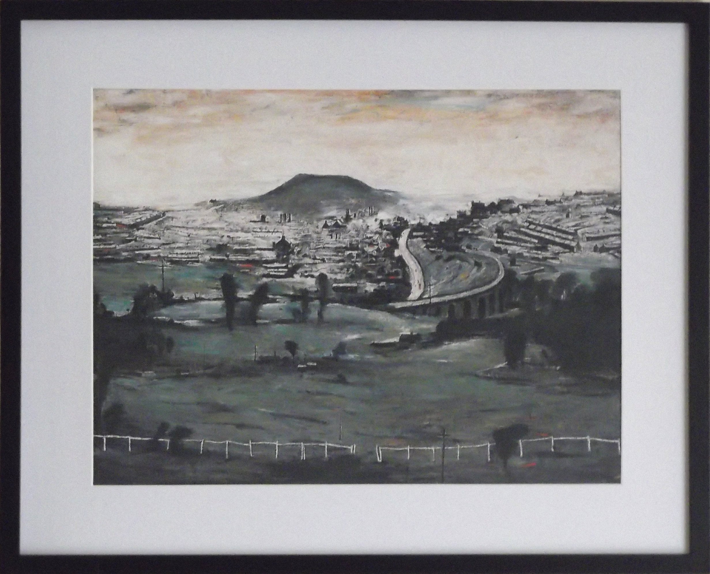 L S Lowry 'Bargoed' Art Print: Textured Image, Black Frame
