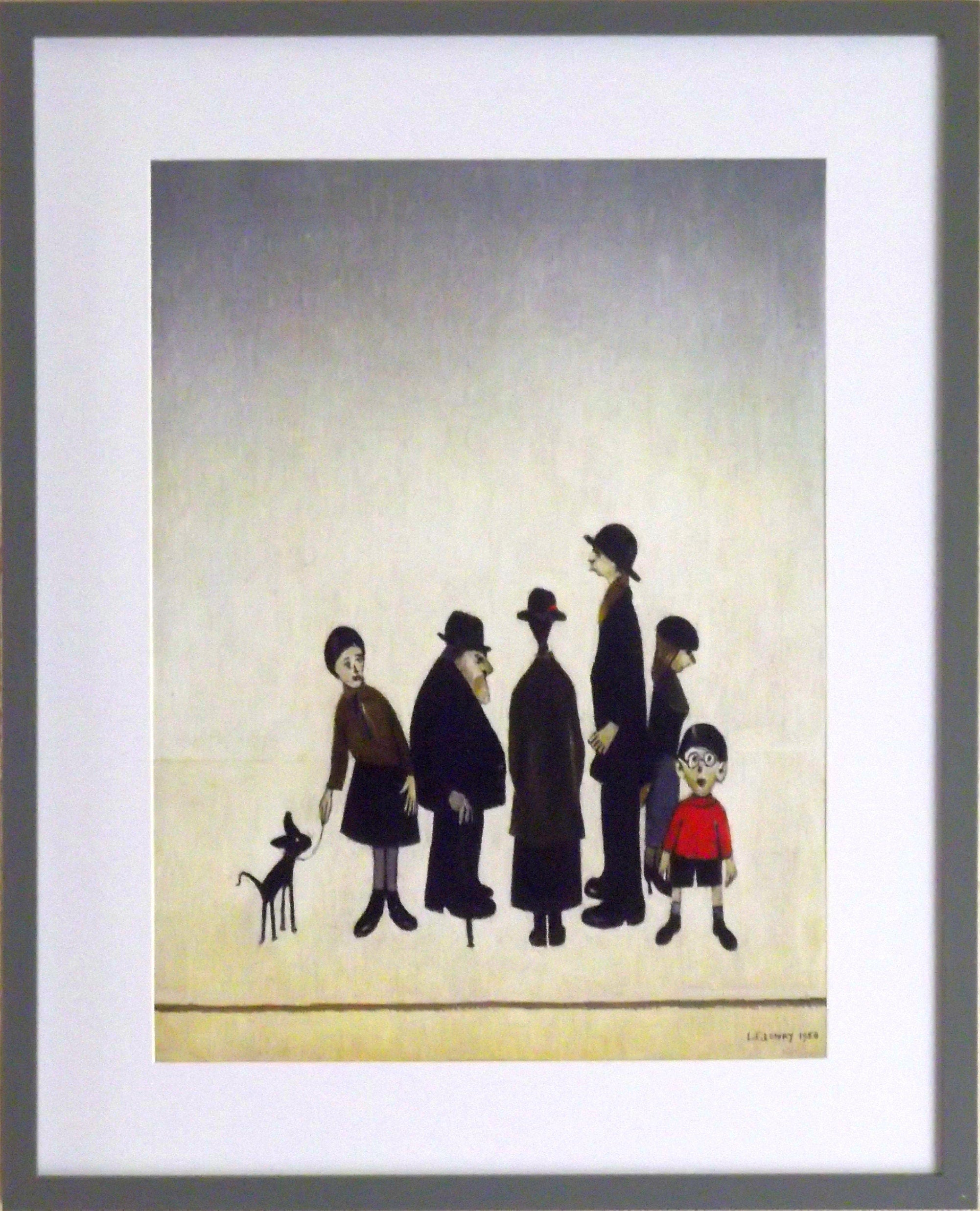 L S Lowry - The Family - Art Print – Grey Frame with Mount and Textured Image