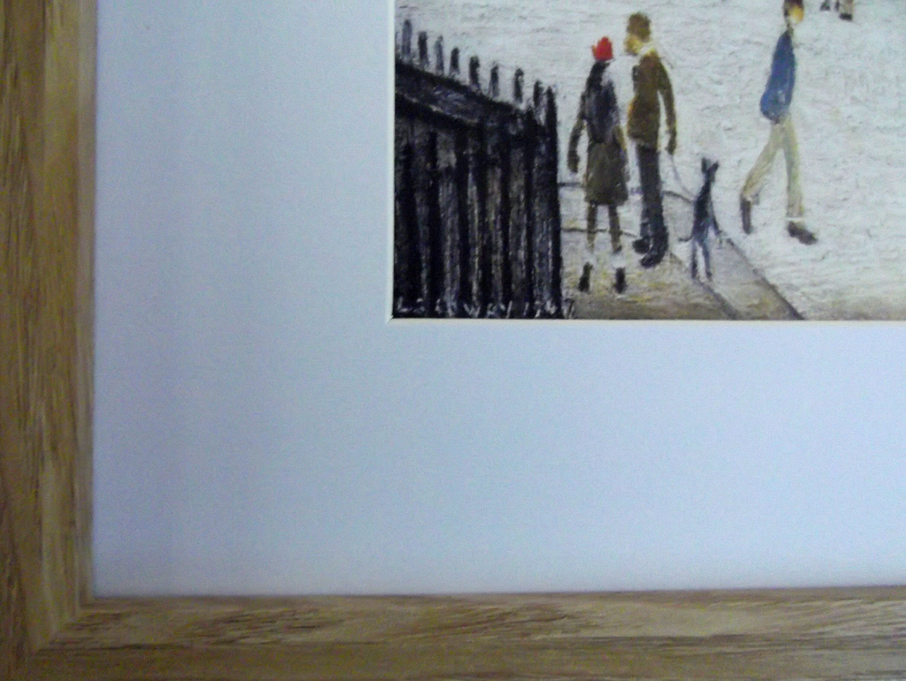 L S Lowry Print - Bourton on the Water - Oak Finish Frame with Mount and Textured Image