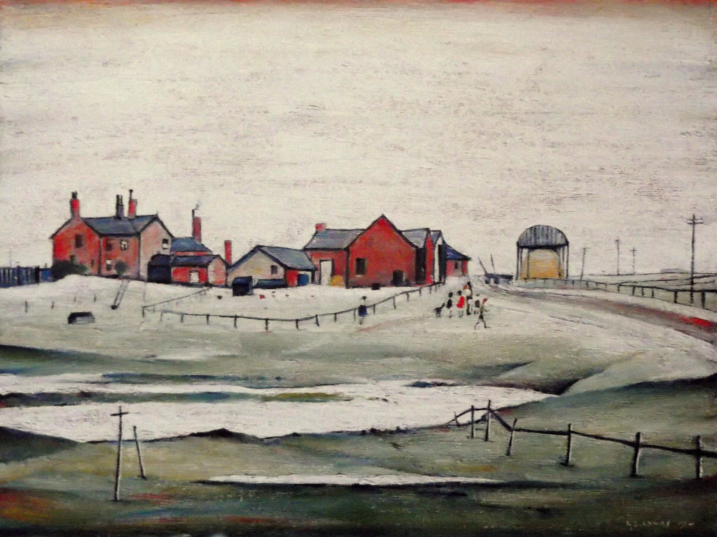L S Lowry AUTHENTIC Print - Landscape with People - Textured Image with Fine Art Coating