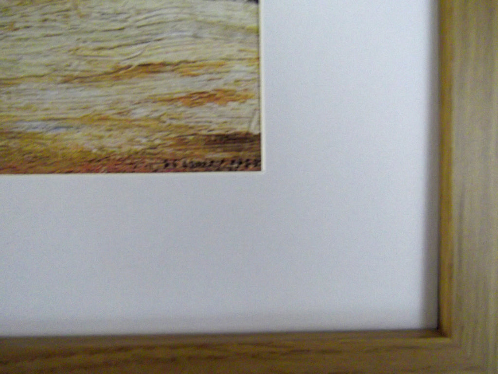 L S Lowry AUTHENTIC Art Print - Jetty at KNOTT END - Light Oak Finish Frame with White mount and Textured Image