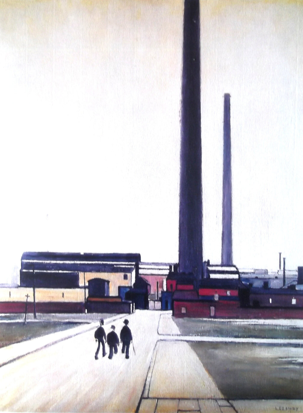 L S Lowry AUTHENTIC Print - Factory at WIDNES - Textured Image with Fine Art Coating