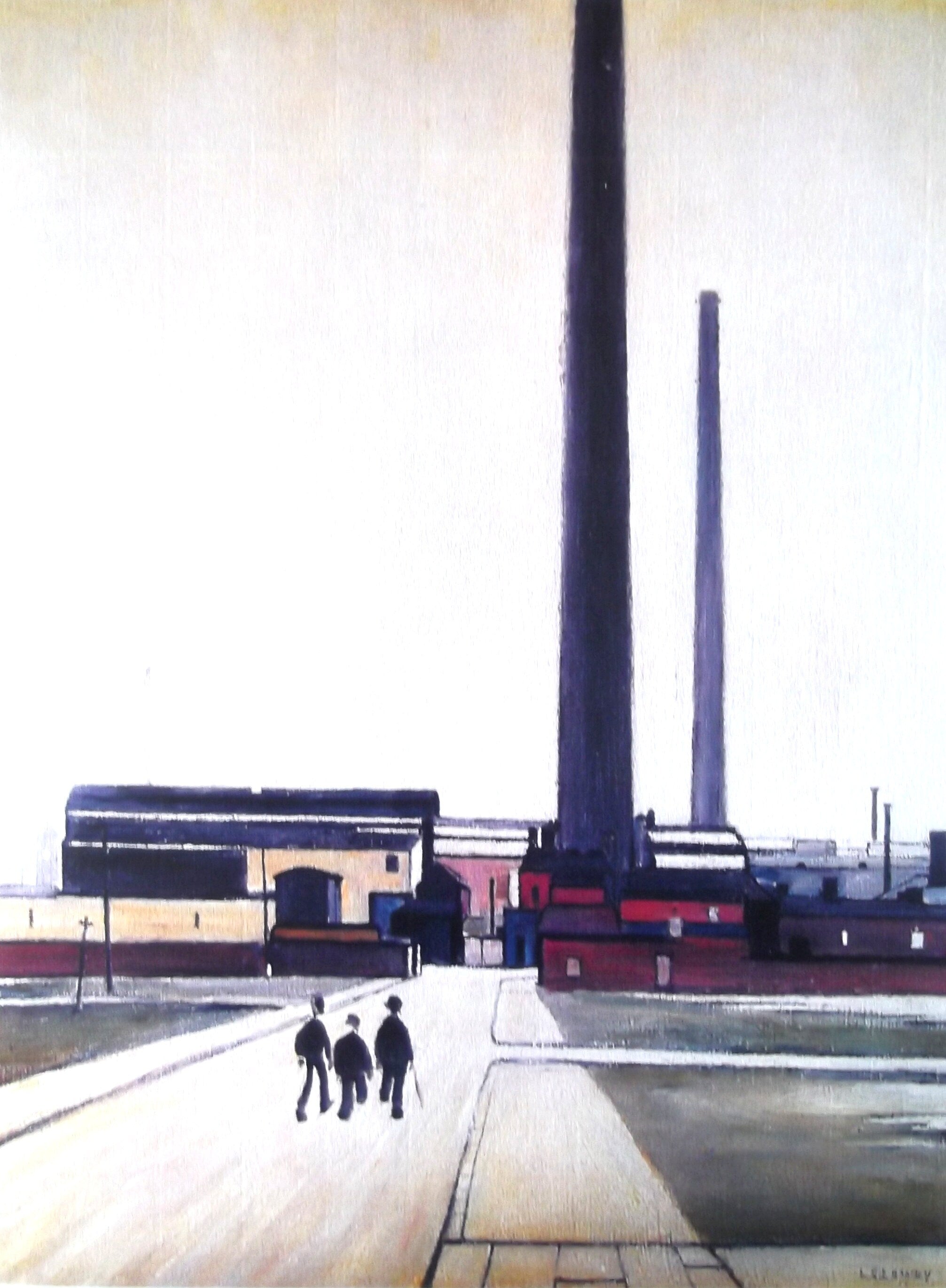 L S Lowry AUTHENTIC Print - Factory at WIDNES - Textured Image with Fine Art Coating