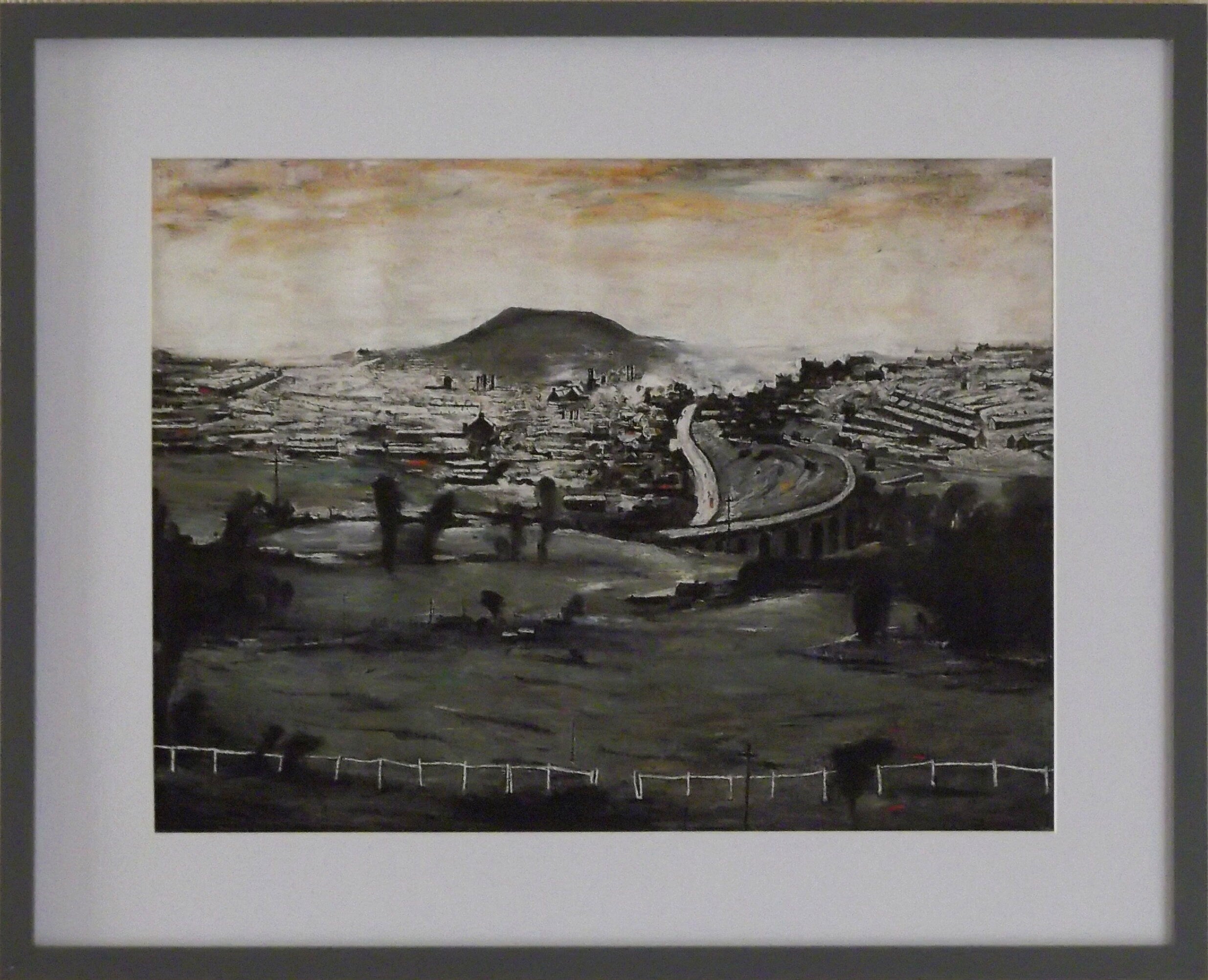 L S Lowry Art Print - BARGOED - Satin Grey Frame with White mount and Textured Image
