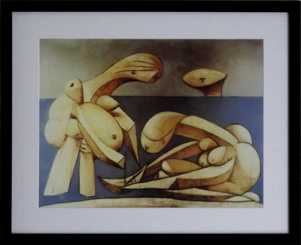 Pablo Picasso Art Print - Bathers with a Toy Boat - Satin Black Frame with White mount and Textured Image