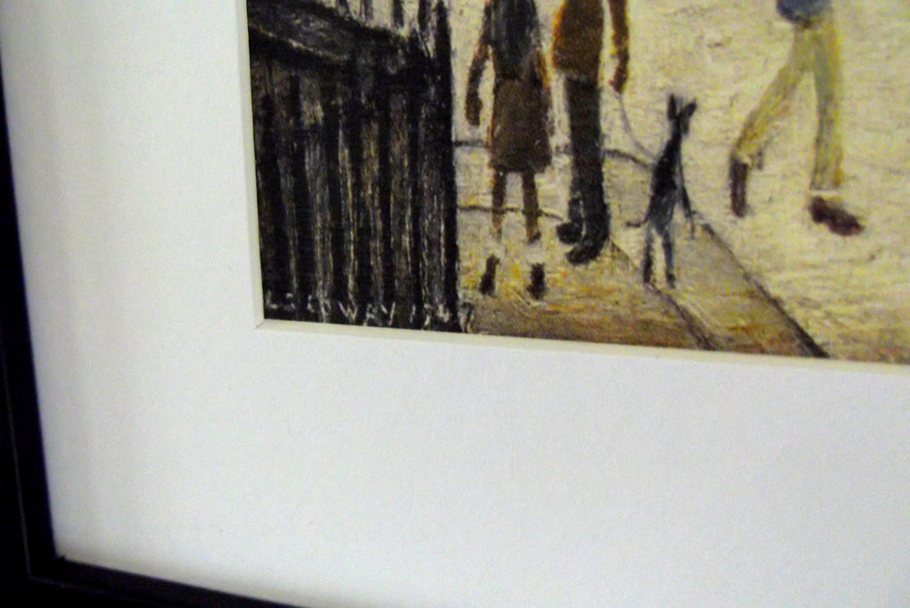 L S Lowry Print - BOURTON on the WATER - Black Frame with Mount and Textured Image