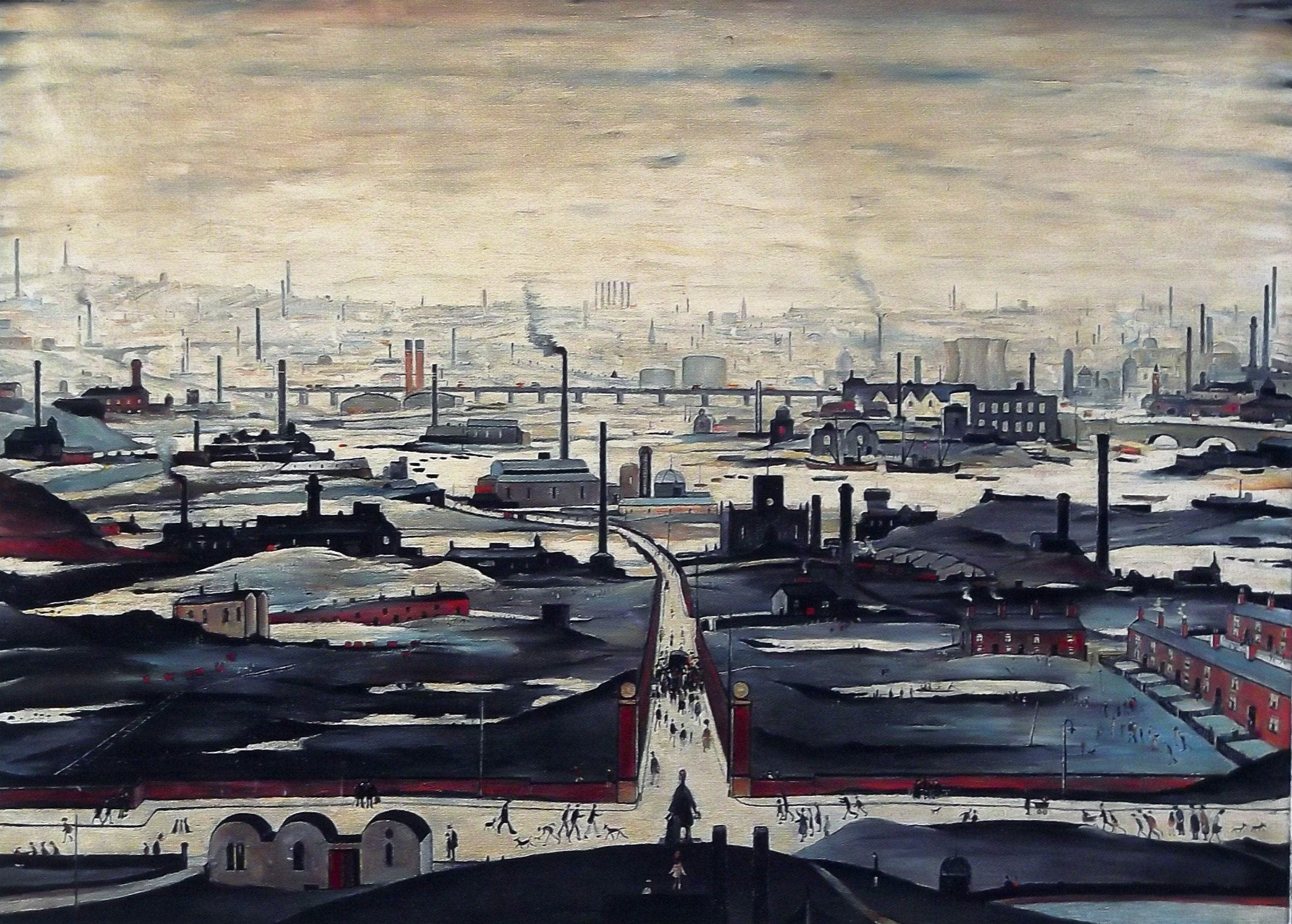 L S Lowry AUTHENTIC Print - Industrial Landscape - Textured Image with Fine Art Coating