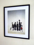 L S Lowry Print: THE FAMILY - Black Frame with Mount and Textured Paper