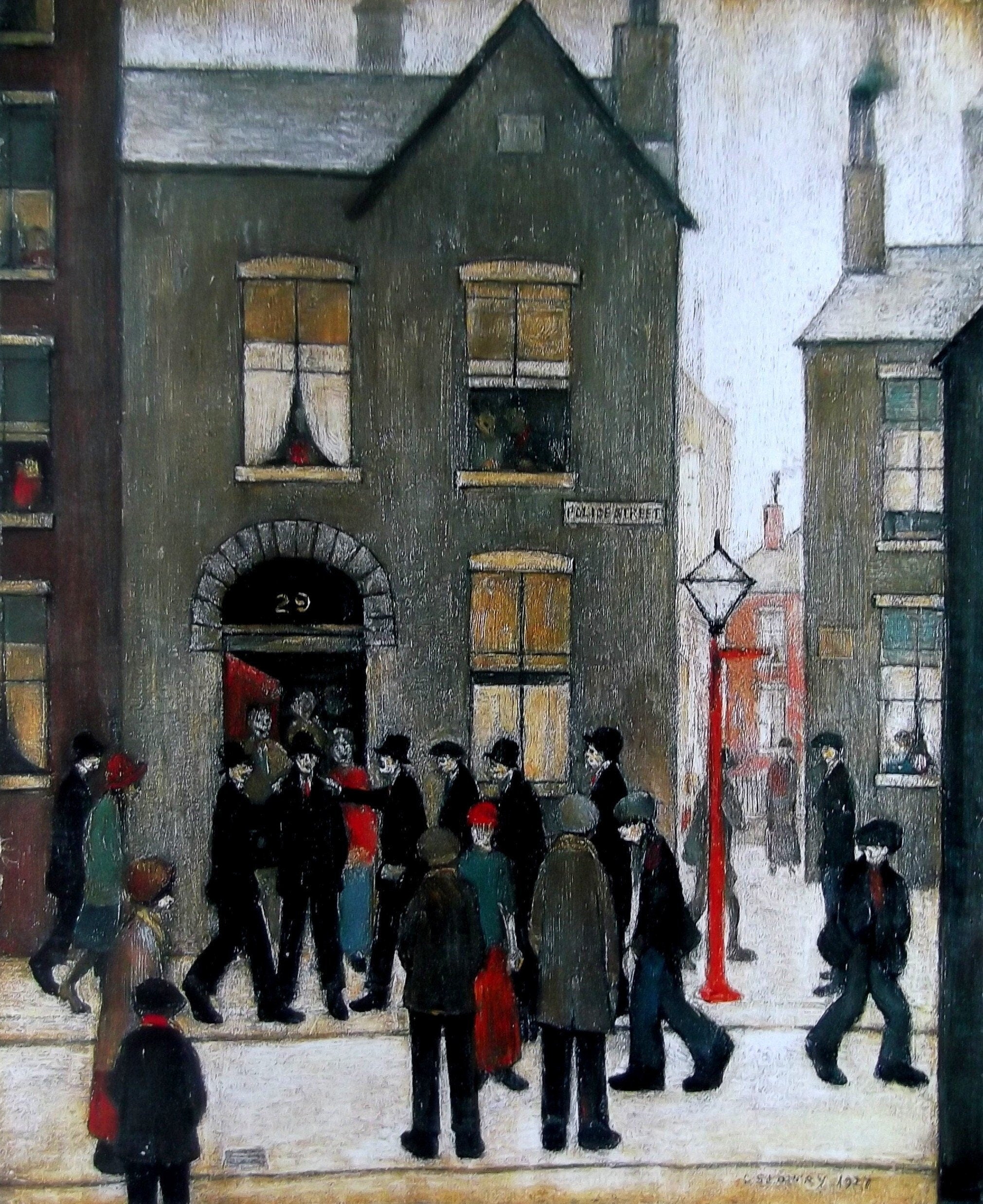 L S Lowry AUTHENTIC Print - THE ARREST - Textured Image with Fine Art Coating