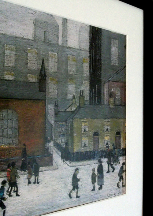 L S Lowry - Coming Out Of School - Satin Black Framed Art Print