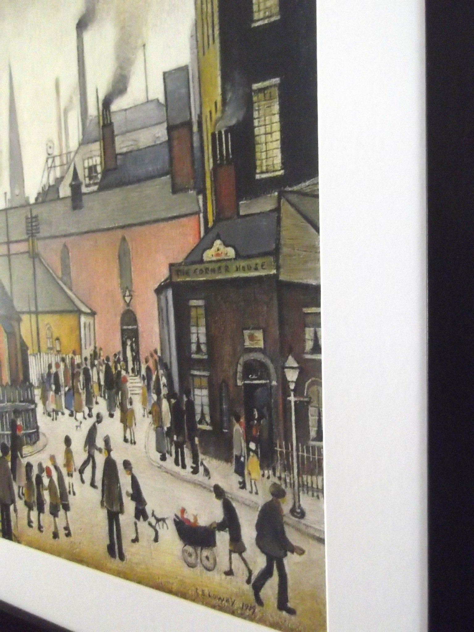 L S Lowry Print - AFTER the WEDDING - Black Frame with Mount and Textured Image