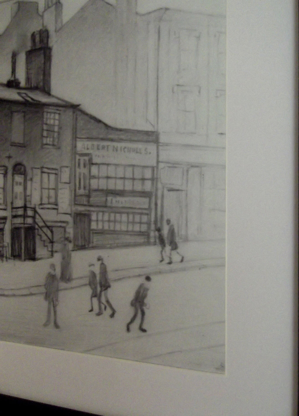 L S Lowry Print - Great Ancoats Street - Black Frame with Mount and Textured Image