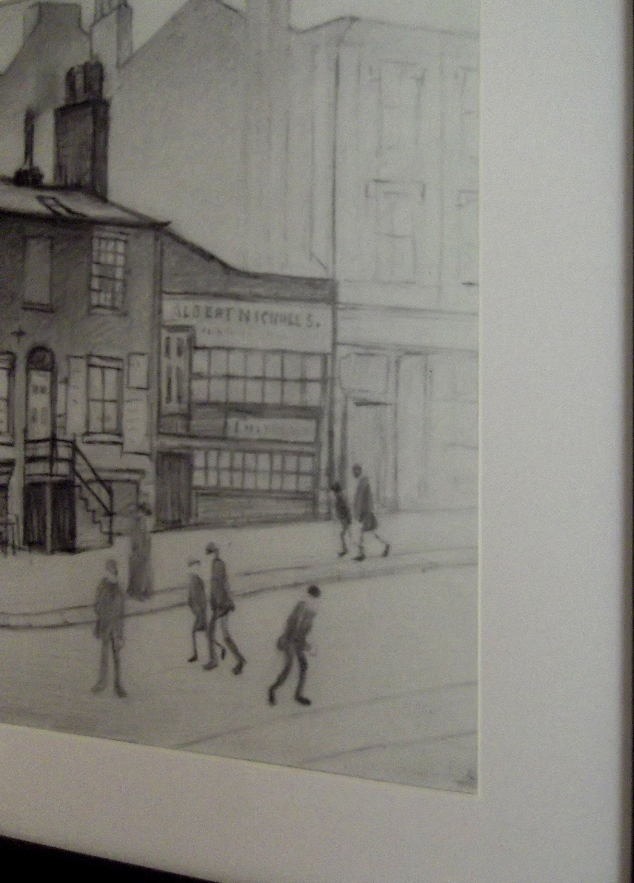 L S Lowry Print - Great Ancoats Street - Black Frame with Mount and Textured Image