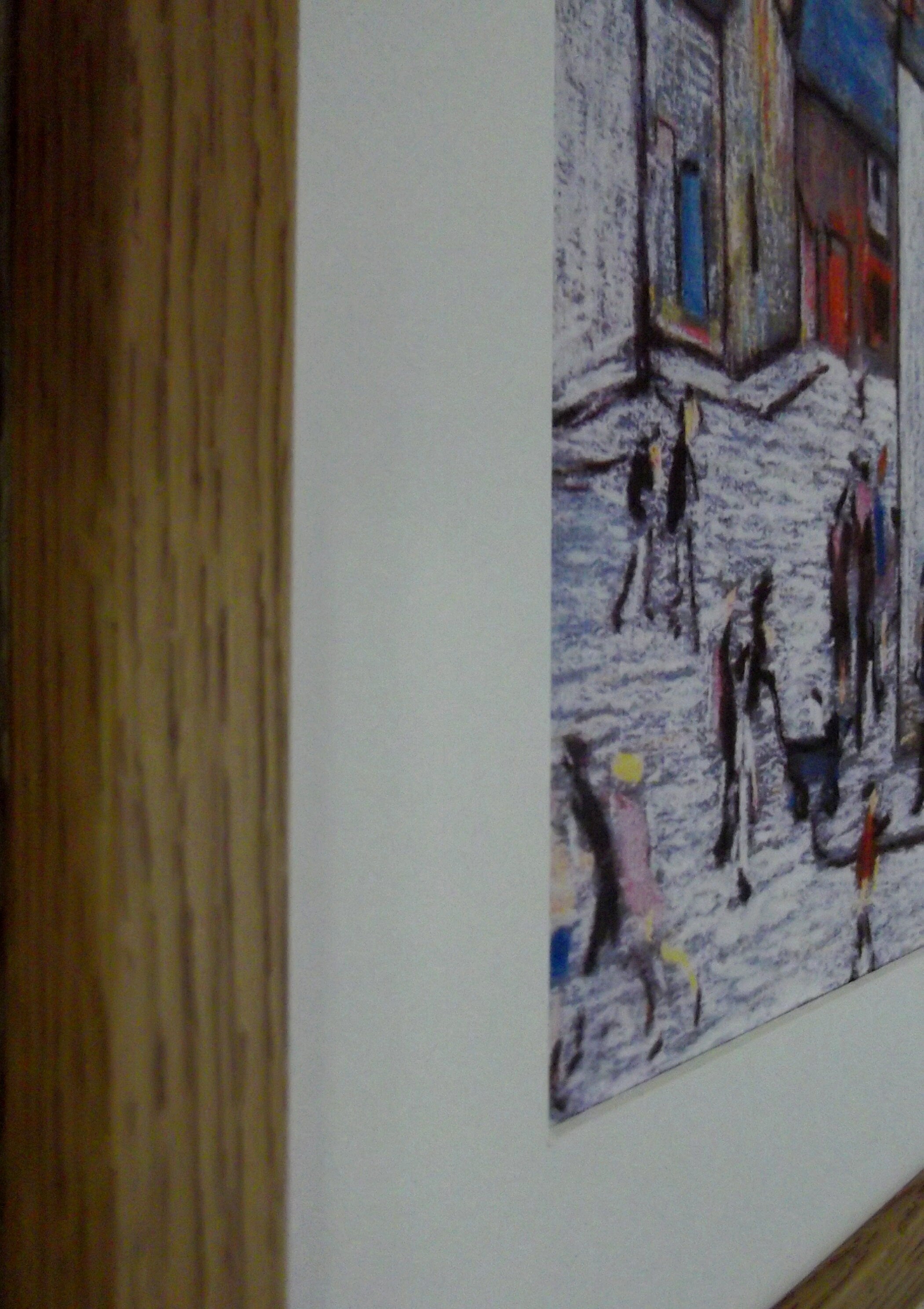 L S Lowry Print - CHIP SHOP - Oak Finish Frame with White Mount and Textured Image