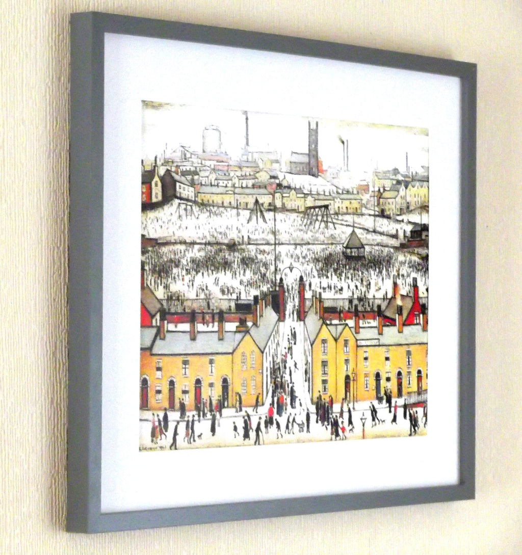 L S Lowry Art Print - Britain At Play, Lincoln - Satin Grey Frame with White mount and Textured Image