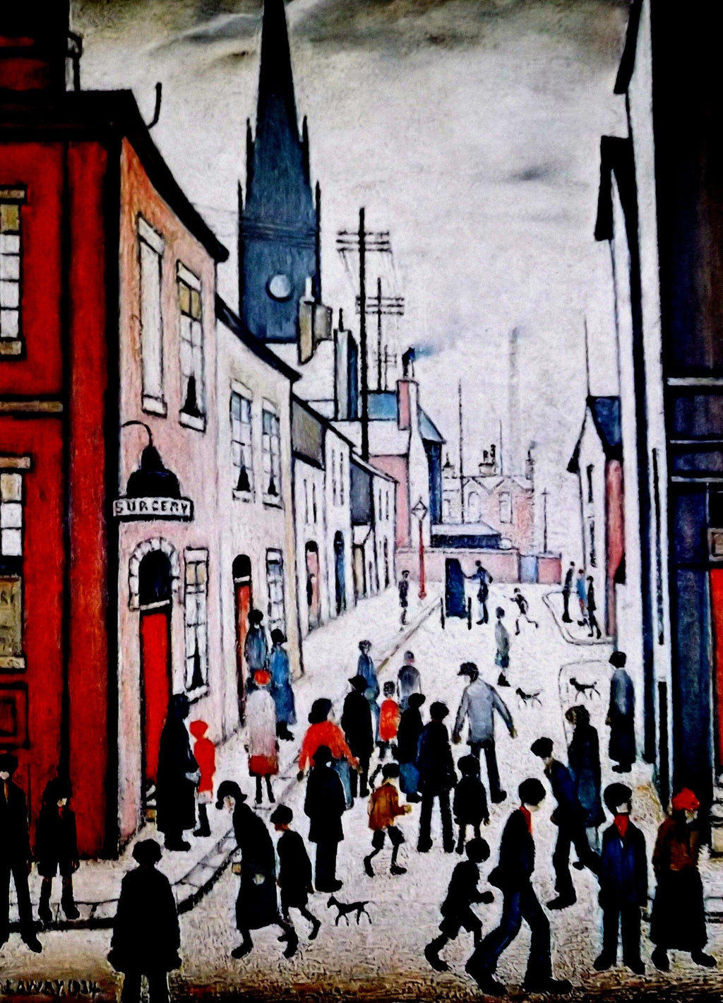 L S Lowry AUTHENTIC Print - ORGAN GRINDER - Textured Image with Fine Art Coating