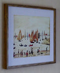 L S Lowry - Yachts 1959 – Oak Finish frame with Mount and Textured Image