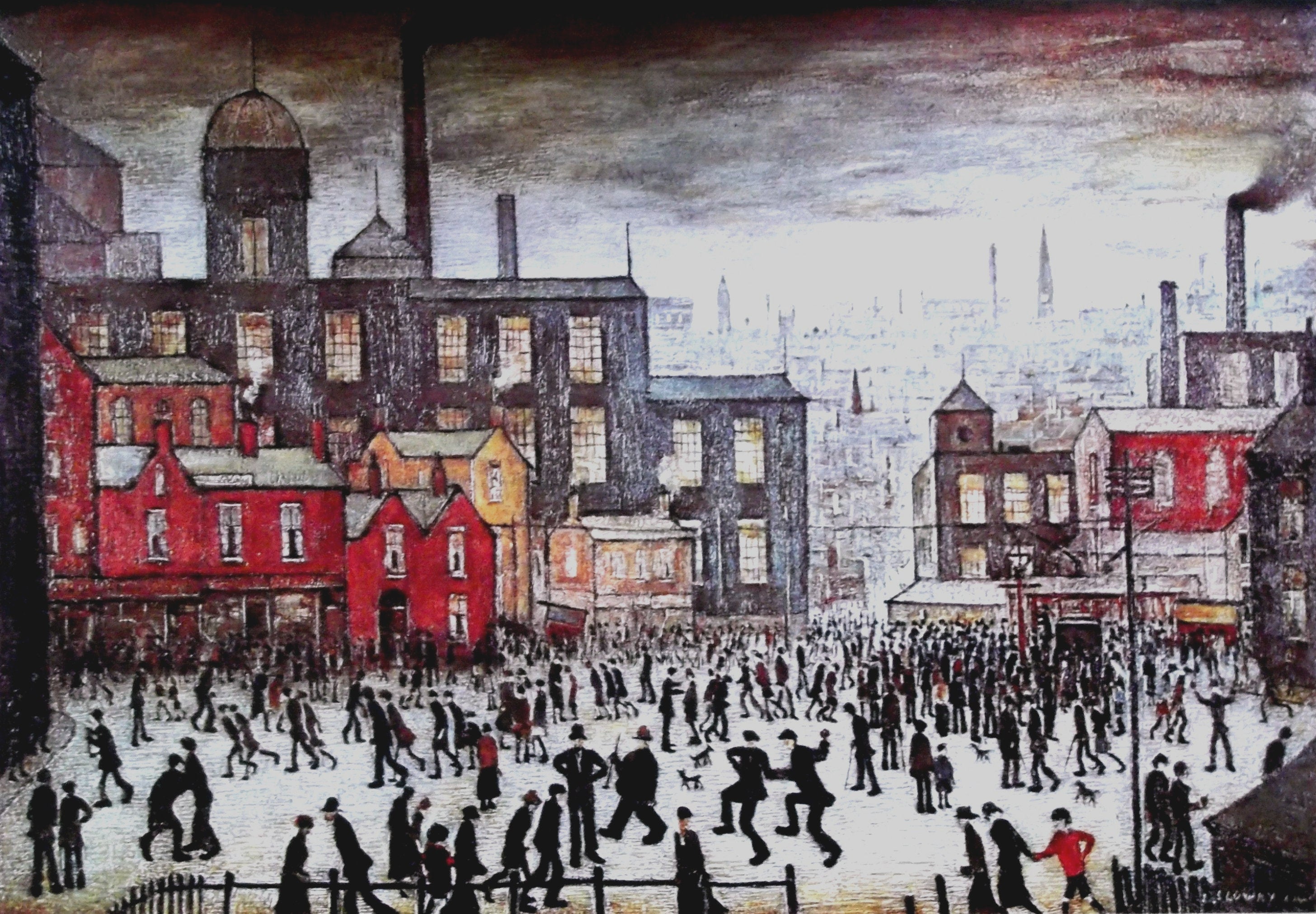 L S Lowry AUTHENTIC Print - OUR TOWN - Textured Image with Fine Art Coating