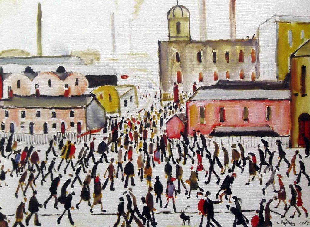 L S Lowry AUTHENTIC Print - Going To Work - Textured Image with Fine Art Coating