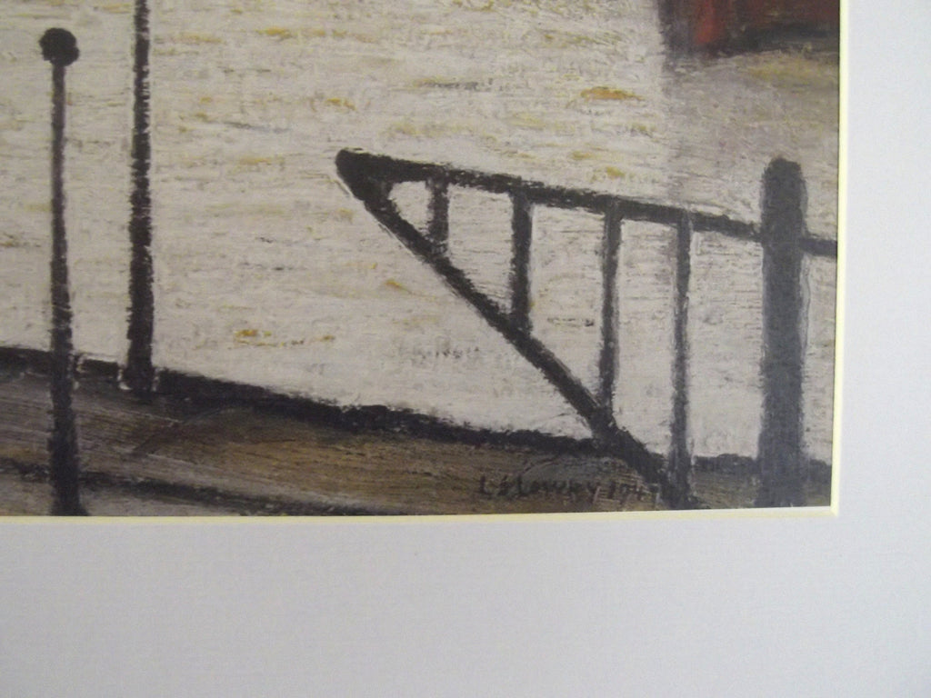 L S Lowry Print - Queens Dock GLASGOW - Grey Frame with White Mount and Textured Image