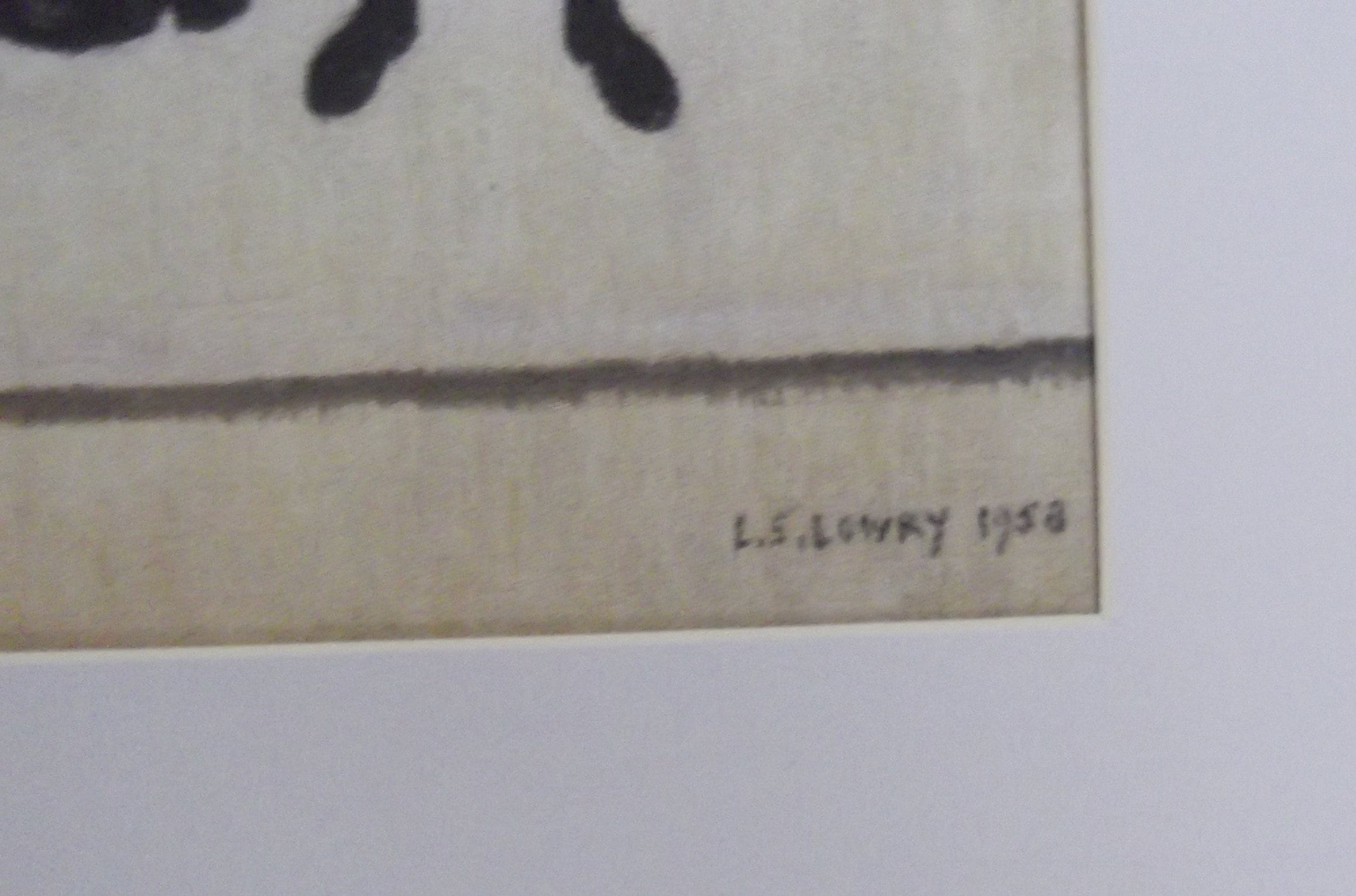 L S Lowry Print: THE FAMILY - Black Frame with Mount and Textured Paper