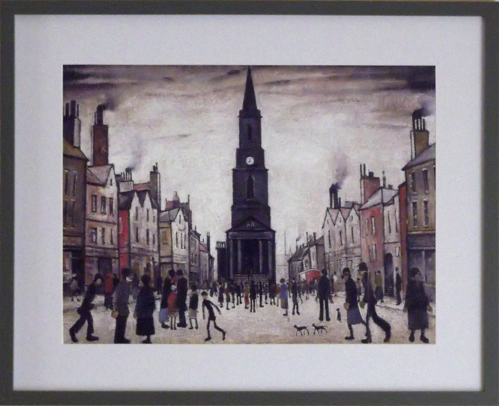 L S Lowry AUTHENTIC Art Print - Berwick upon Tweed - Satin Grey Frame with White mount and Textured Image