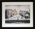 L S Lowry Art Print - Senhouse St MARYPORT - Black Frame with White mount and Textured Image