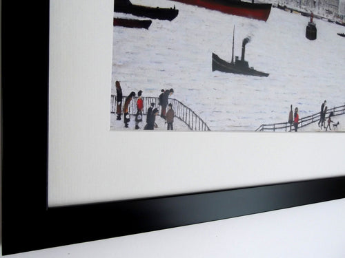 L S Lowry - Liver Building - Black Frame with Mount and textured Image
