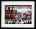 L S Lowry AUTHENTIC Art Print - OUR TOWN - Satin Black Frame with White Mount and Textured Image