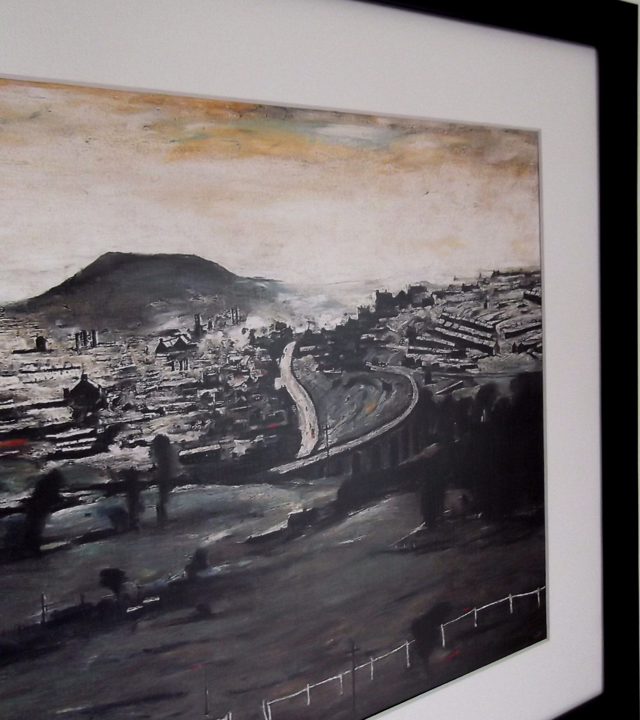 L S Lowry AUTHENTIC Print - BARGOED - Black Frame with Mount and Textured Image